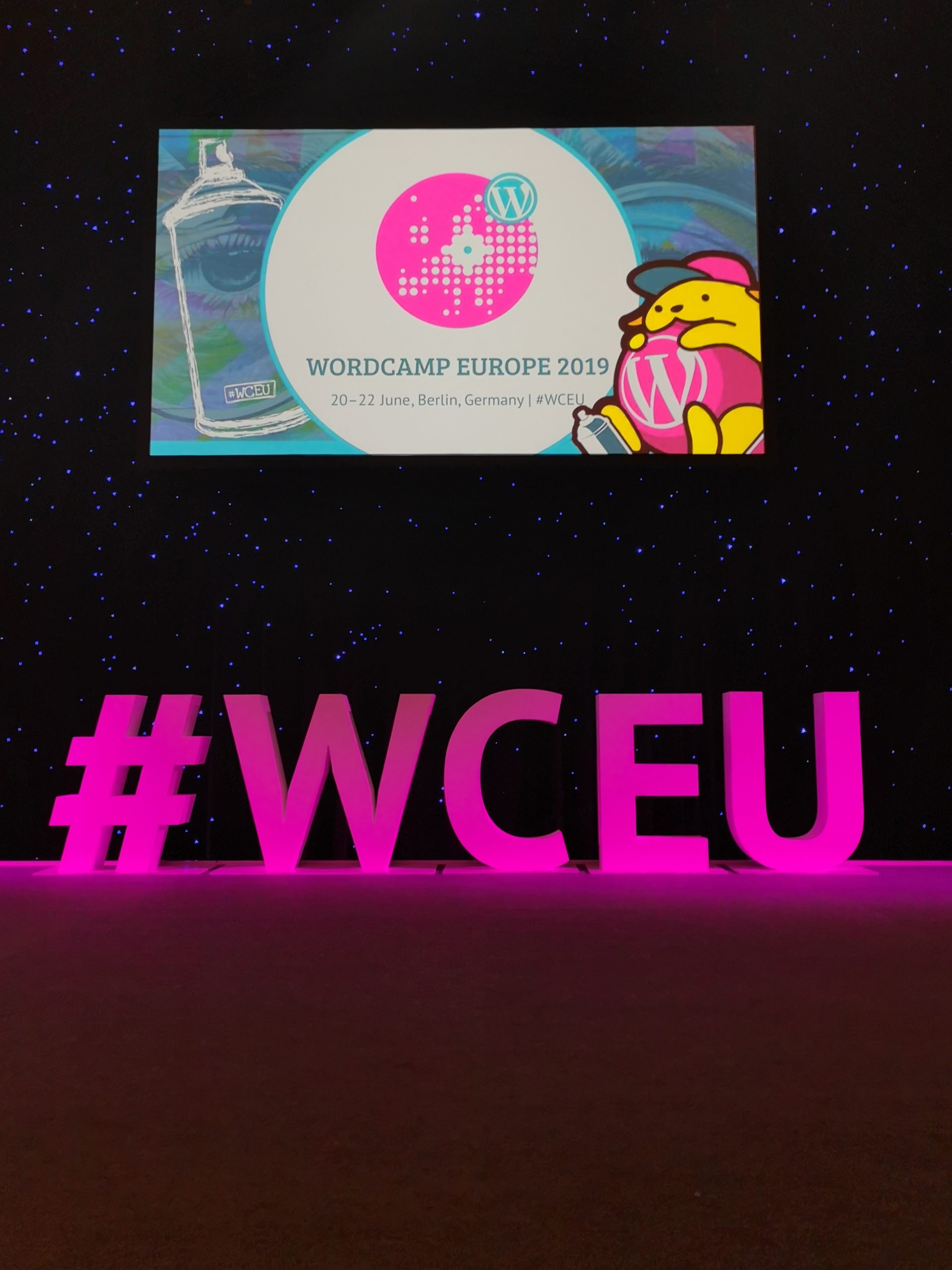 WCEU 2019 Hashtag Logo und Wapuu