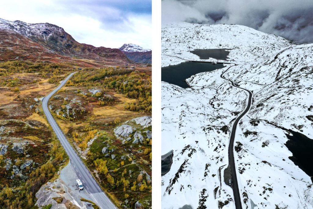 Norwegische Landschaft von oben aufgenommen