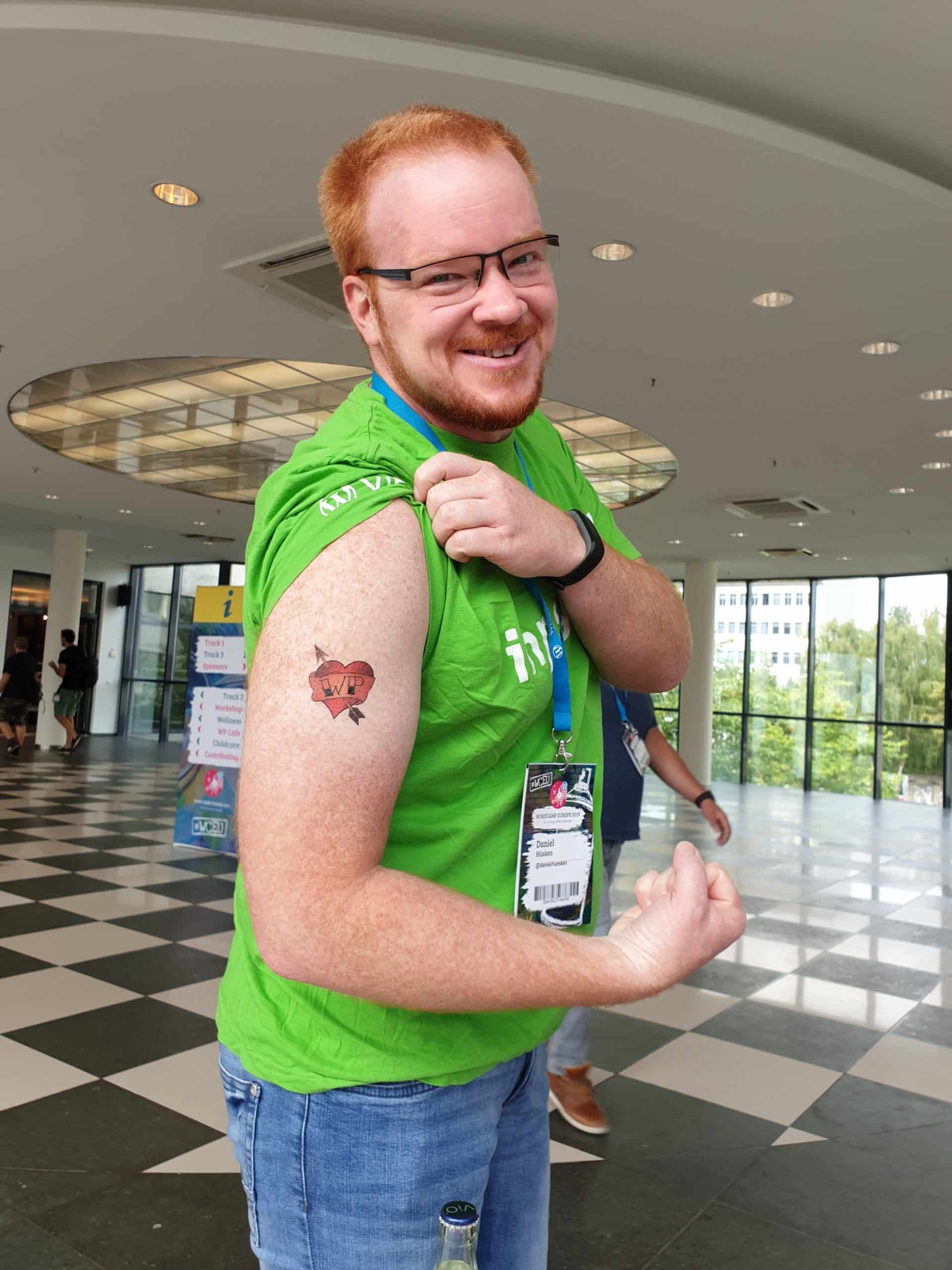 Daniel Huesken with WordPress heart tattoo